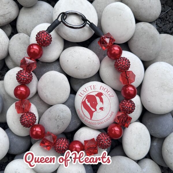 Queen of Hearts - Beaded Dog Collar