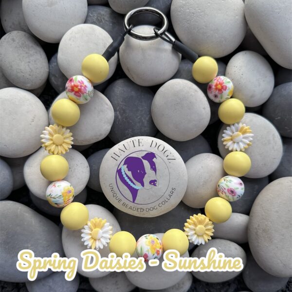 Spring Daisies - Sunshine - Beaded Dog Collar