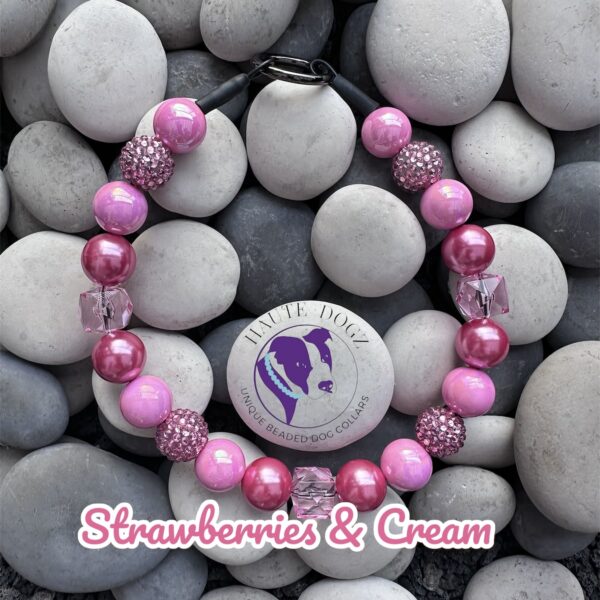 Strawberries and Cream - Beaded Dog Collar