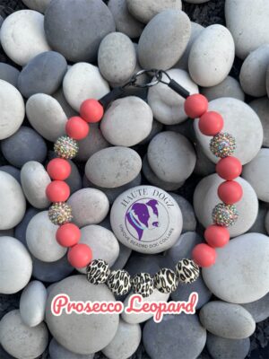 Prosecco Leopard - Beaded Dog Collar