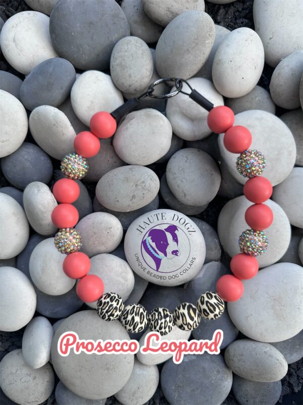 Prosecco Leopard - Beaded Dog Collar