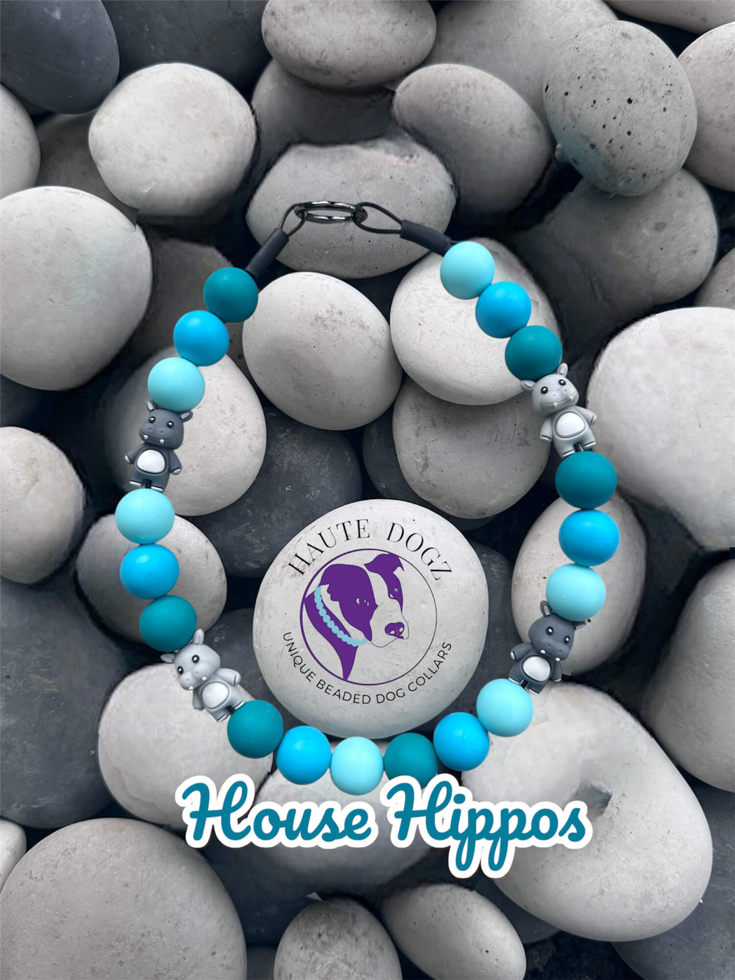 House Hippos - Beaded Dog Collar