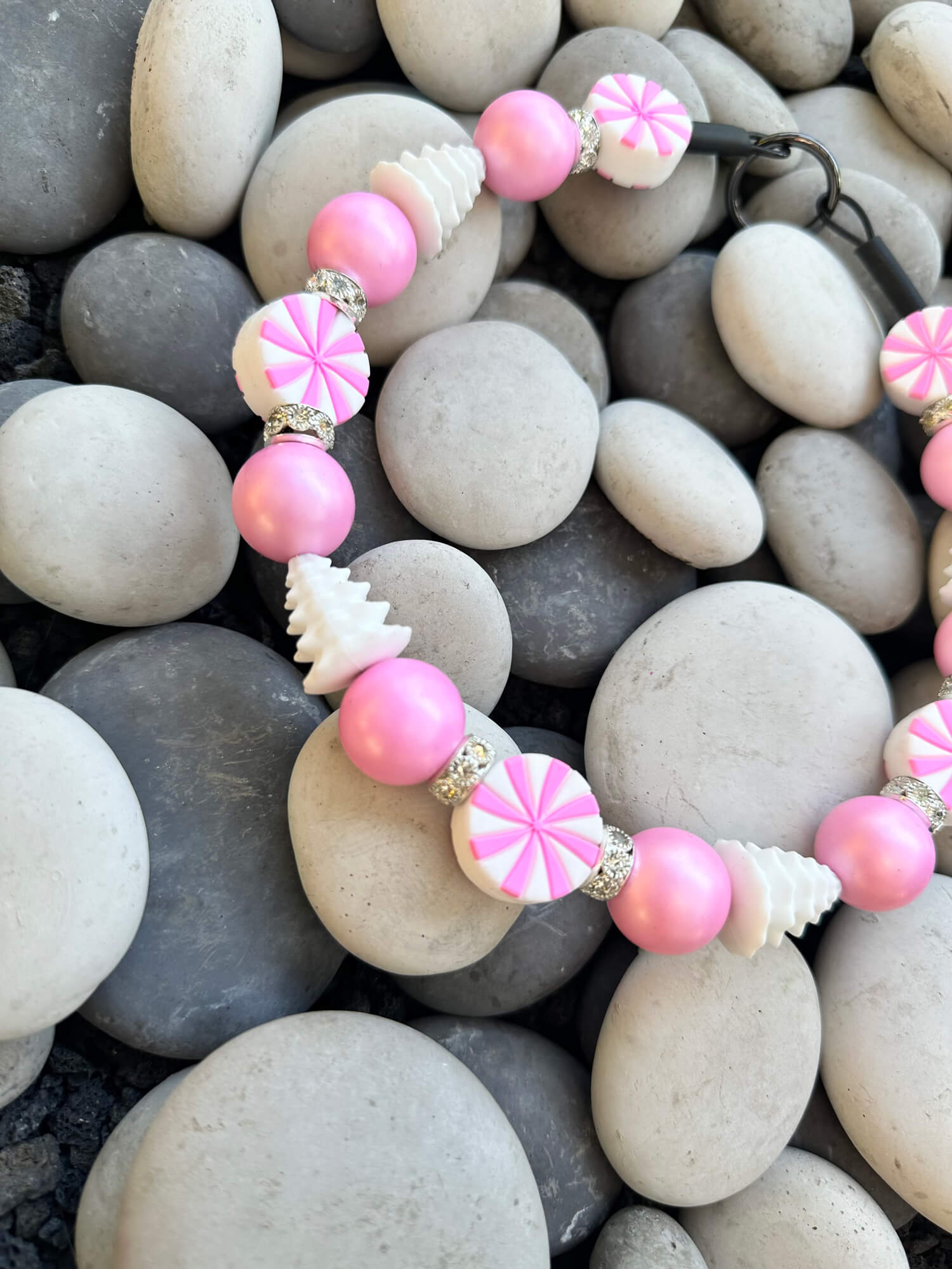 Candy Cane Lane - Pink - Beaded Dog Collar - Image 2