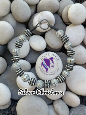 Silver Christmas - Beaded Dog Collar