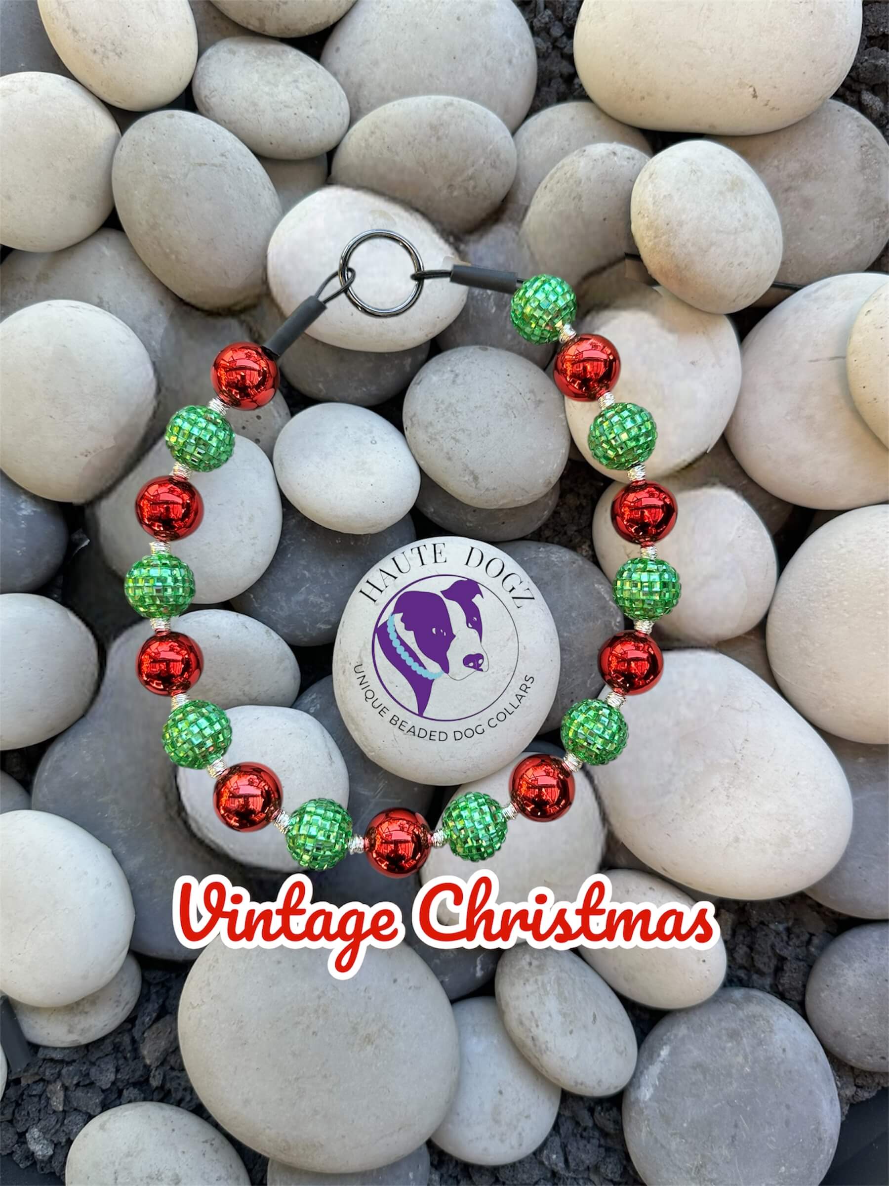 Vintage Christmas - Beaded Dog Collar